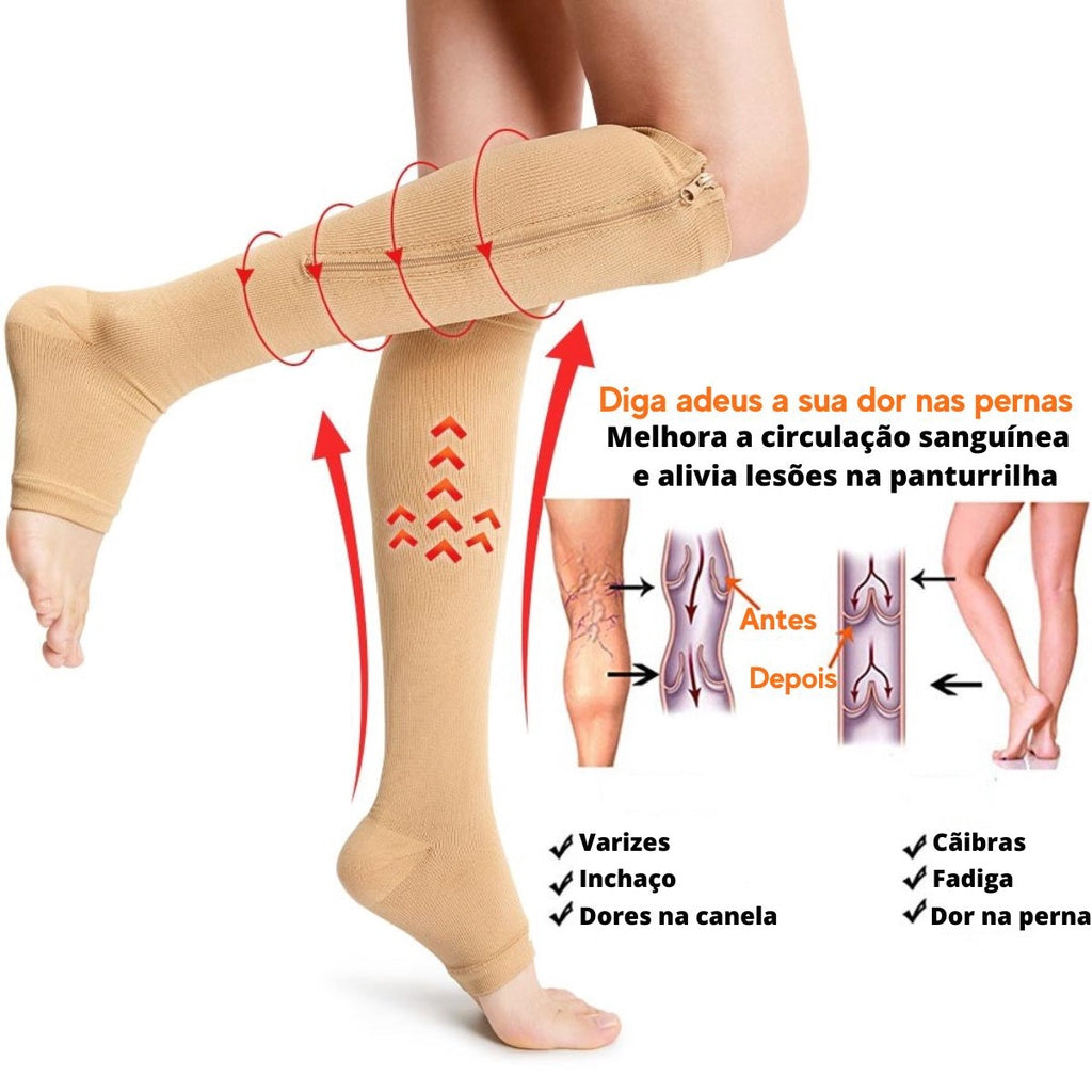 Meias De Compressão Com Zíper Para Circulação
